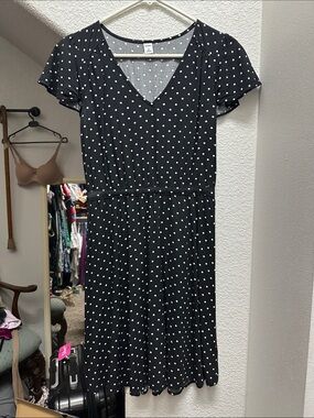 Old Navy Black Dress with White Polka Dots